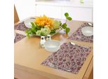 Abakuhaus Tovagliette Con Motivi Floreali, Motivi Floreali Con Rami Di Rose, Colori Caldi, Composizioni Floreali, Bouquet, Decorazioni Da Tavola In Tessuto Resistente Al Lavaggio Per La Sala Da Pranzo E La Cucina, Verde Scuro, Rosa, Beige.