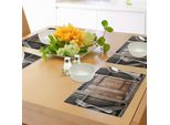 Abakuhaus Tovagliette Antiche, Porta Rustica In Legno Antico - Facciata Esterna - Fienile Rurale - Legno Da Costruzione Invecchiato - Espositore, Tiscjdeco In Tessuto Resistente Al Colore Per La Sala Da Pranzo E La Cucina, Arancione Marrone