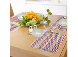 Tovagliette Abakuhaus Chevron, Motivo Chevron Arcobaleno Colorato, Design Artistico Allegro E Festoso, Tiscjdeco In Tessuto Resistente Ai Colori Per La Sala Da Pranzo E La Cucina, Multicolore
