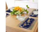 Tovagliette Abakuhaus Fernweh, Mappa Del Mondo Di Layers Mosaiken Global Vibrant Colors Festlich, Tiscjdeco In Tessuto Resistente Ai Colori Per La Sala Da Pranzo E La Cucina, Blu Scuro Giallo Blu