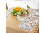 Abakuhaus Tovagliette Groovig, Simbolo Del Pacifismo Con Fiori Selvatici In Estate Attività Artistiche Design Stampa, Tiscjdeco In Tessuto Resistente Al Colore Per La Sala Da Pranzo E La Cucina, Multicolore