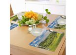 Abakuhaus Tovagliette Toscana, Toscana-Italia-Luce Del Sole-Fattoria-Piantagioni-Agriturismo-Ferrovia-Stampa Verde, Tiscjdeco In Tessuto Resistente Al Colore Per La Sala Da Pranzo E La Cucina, Verde Mela Azzurro Cielo
