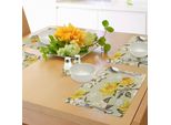 Tovagliette Abakuhaus Con Motivi Floreali, Elegante Motivo Primaverile Con Narcisi, Pois E Linee Grafiche, Decorazioni Da Tavola In Tessuto Resistente Allo Scolorimento Per La Sala Da Pranzo E La Cucina, Giallo Crema Kaki