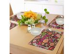 Abakuhaus Tovagliette Groovig, Hippie - Paisley Colorato - Musica - Chiavi - Tipografia - Idealismo - Rivoluzione Storica, Tiscjdeco In Tessuto Resistente Al Colore Per La Sala Da Pranzo E La Cucina, Multicolore