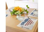 Tovagliette Abakuhaus Americana, Patriotic America Bandiera Degli Stati Uniti A Forma Di Cuore Con Stelle E Strisce, Tiscjdeco In Tessuto Resistente Al Lavaggio Per Sala Da Pranzo E Cucina, Blu Vermiglio Crema