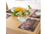 Abakuhaus Tovagliette Fernweh, Vendemmia, Sporco, Carte, Spazio, Stile, Mattoni, Rustico, Viaggio Geografico Interiore, Tiscjdeco In Tessuto Resistente Al Colore Per La Sala Da Pranzo E La Cucina, Grigio Chiaro Cannella