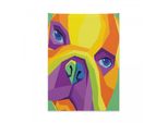 Arazzo Abakuhaus Bulldog, Volto Astratto Vibrante In Morbido Tessuto Microfibra, Colori Chiari Che Non Sbiadiscono, Lavabile, 110 X 150 Cm, Multicolore