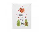 Arazzo Abakuhaus Avocado, Coppia Valentine Fruit In Morbido Tessuto Microfibra, Colori Chiari Che Non Sbiadiscono, Lavabile, 110 X 150 Cm, Multicolore