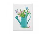 Arazzo Floreale Abakuhaus, Bouquet Di Tulipani Giardino In Morbido Tessuto Microfibra Colori Chiari Che Non Sbiadiscono Lavabile, 110 X 150 Cm, Multicolore