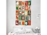 Abakuhaus Tappeto Natalizio E Copriletto, Lebkuchen-Mann-Ren In Morbido Tessuto Microfibra Lavabile Senza Scolorimento Stampa Digitale, 140 X 230 Cm, Multicolore