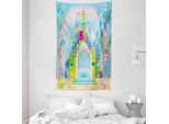 Abakuhaus Arazzo Colorato E Copriletto, Sirena E Pesci In Morbido Tessuto Microfibra Lavabile Senza Scolorimento Stampa Digitale, 140 X 230 Cm, Multicolore
