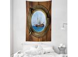 Abakuhaus Arazzo E Copriletto Marini, Finestra Di Nave Con Crociera In Morbido Tessuto Microfibra Lavabile Senza Scolorimento Stampa Digitale, 140 X 230 Cm, Multicolore