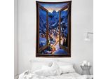 Abakuhaus Arazzo E Copriletto Paesaggistico, Stagione Invernale Luogo In Morbido Tessuto In Microfibra Lavabile Senza Scolorimento Stampa Digitale, 140 X 230 Cm, Multicolore