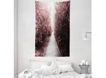 Abakuhaus Arazzo E Copriletto Wald, Natur Exotic In Morbido Tessuto Microfibra Lavabile Senza Scolorimento Stampa Digitale, 140 X 230 Cm, Rosa Chiaro Grigio Pallido