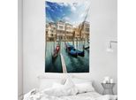 Abakuhaus Italia Arazzo E Copriletto, Gondole Della Laguna Di Venezia Morbido Tessuto In Microfibra Lavabile Senza Scolorimento Stampa Digitale, 140 X 230 Cm, Verde Blu Bianco