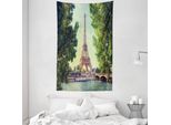 Abakuhaus Paris Arazzo E Copriletto, Torre Eiffel E Fiume Senna In Morbido Tessuto Microfibra Lavabile Senza Scolorimento Stampa Digitale, 140 X 230 Cm, Verde Mandorla Marrone Chiaro