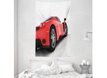 Abakuhaus Modern Arazzo E Copriletto, Red Supersportwagen In Morbido Tessuto Microfibra Lavabile Senza Scolorimento Stampa Digitale, 140 X 230 Cm, Nero Bianco Rosso