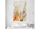 Abakuhaus Romantico Arazzo E Copriletto, Conchiglie E Stelle Marine In Morbido Tessuto Microfibra Lavabile Senza Scolorimento, Stampa Digitale, 140 X 230 Cm, Avorio Beige Crema