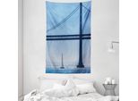 Abakuhaus Arazzo E Copriletto Con Barca A Vela, Barca A Vela Dal Molo 7 Morbido Tessuto In Microfibra Lavabile Senza Scolorimento Stampa Digitale, 140 X 230 Cm, Blu
