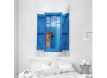 Abakuhaus Arazzo E Copriletto Blu E Bianco, Montagna Oceano Mare In Morbido Tessuto Microfibra Lavabile Senza Scolorimento Stampa Digitale, 140 X 230 Cm, Blu E Bianco