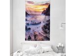 Abakuhaus Arazzo Colorato E Copriletto, Alba Halona Spiaggia In Morbido Tessuto Microfibra Lavabile Senza Scolorimento Stampa Digitale, 140 X 230 Cm, Giallo Arancione Viola