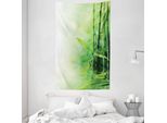 Abakuhaus Arazzo E Copriletto Asiatico, Spa Bamboo Trees In Morbido Tessuto Microfibra Lavabile Senza Scolorimento, Stampa Digitale, 140 X 230 Cm, Verde Giallo Pallido