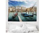 Abakuhaus Italia Arazzo, Gondole Laguna Di Venezia In Morbido Tessuto Microfibra Lavabile Senza Scolorimento Stampa Digitale, 150 X 110 Cm, Verde Blu Bianco