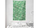 Abakuhaus Arazzo E Copriletto Asiatico, Mehendi Classico Retrò In Morbido Tessuto Microfibra Lavabile Senza Scolorimento Stampa Digitale, 140 X 230 Cm, Verde Nero