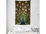 Abakuhaus Arazzo Colorato E Copriletto, Peacock Con Piume In Morbido Tessuto Microfibra Lavabile Senza Scolorimento Stampa Digitale, 140 X 230 Cm, Verde Marrone Marrone Blu