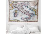 Abakuhaus Arazzo Colorato, Mappa Dell'italia Antica In Morbido Tessuto Microfibra Lavabile Senza Scolorimento Stampa Digitale, 150 X 110 Cm, Multicolore