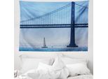 Abakuhaus Arazzo Con Barca A Vela, Barca A Vela Di Pier 7 Morbido Tessuto In Microfibra Lavabile Senza Scolorimento Stampa Digitale, 150 X 110 Cm, Blu