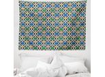 Abakuhaus Arazzo Marocchino, Stelle Esagonali In Morbido Tessuto Microfibra Lavabile Senza Scolorimento Stampa Digitale, 150 X 110 Cm, Verde Blu Nero