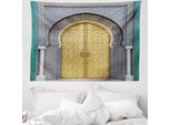 Abakuhaus Arazzo Marocchino, Porte Antiche In Morbido Tessuto Microfibra Lavabile Senza Scolorimento Stampa Digitale, 150 X 110 Cm, Giallo Verde Acqua Blu