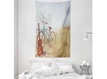 Abakuhaus Arazzo E Copriletto Blu, Old Vintage Guitar Beach In Morbido Tessuto Microfibra Lavabile Senza Scolorimento Stampa Digitale, 140 X 230 Cm, Blu