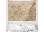 Abakuhaus Arazzo Beige, Fiori Damascati Vittoriani In Morbido Tessuto Microfibra Lavabile Senza Scolorimento, Stampa Digitale, 150 X 110 Cm, Beige