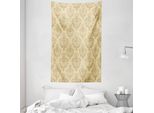 Abakuhaus Arazzo E Copriletto In Damasco, Pizzo Antico Con Fiori In Morbido Tessuto Microfibra Lavabile Senza Scolorimento, Stampa Digitale, 140 X 230 Cm, Beige