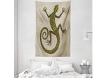 Abakuhaus Arazzo Colorato E Copriletto, Motivo Lucertola In Morbido Tessuto Microfibra Lavabile Senza Scolorimento Stampa Digitale, 140 X 230 Cm, Verde Tan