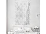 Abakuhaus Arazzo E Copriletto Grigio, Damasco Vittoriano BohéMien In Morbido Tessuto Microfibra Lavabile Senza Scolorimento, Stampa Digitale, 140 X 230 Cm, Grigio