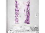 Abakuhaus Arazzo E Copriletto Viola, Fiori Vorticosi Selvaggi In Morbido Tessuto Microfibra Lavabile Senza Scolorimento, Stampa Digitale, 140 X 230 Cm, Viola