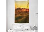 Abakuhaus Arazzo E Copriletto, Mediterranean Old House In Morbido Tessuto Microfibra Lavabile Senza Scolorimento, Stampa Digitale, 140 X 230 Cm, Arancione E Bianco