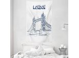 Abakuhaus London Arazzo E Copriletto, Europa Big Ben In Morbido Tessuto Microfibra Lavabile Senza Scolorimento Stampa Digitale, 140 X 230 Cm, Bianco Nero