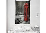Abakuhaus London Arazzo E Copriletto, Famosi Simboli Cittadini In Morbido Tessuto Microfibra Lavabile Senza Scolorimento, Stampa Digitale, 140 X 230 Cm, Grigio Rosso
