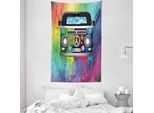 Abakuhaus Arazzo Colorato E Copriletto, Old Style Hippie Van In Morbido Tessuto Microfibra Lavabile Senza Scolorimento Stampa Digitale, 140 X 230 Cm, Multicolore