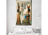 Abakuhaus Arazzo Egiziano E Copriletto, Papiro Dell'antico Egitto In Morbido Tessuto Microfibra Lavabile Senza Scolorimento Stampa Digitale, 140 X 230 Cm, Multicolore