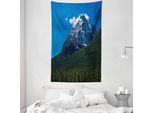 Abakuhaus Arazzo E Copriletto Berg, Alberi Innevati, Tessuto In Morbida Microfibra, Lavabile Senza Scolorimento, Stampa Digitale, 140 X 230 Cm, Verde, Bianco, Blu