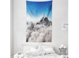 Abakuhaus Tappeto Da Parete E Copriletto Bianco E Blu, Berg Sunny Sky In Morbido Tessuto Microfibra Lavabile Senza Scolorimento, Stampa Digitale, 140 X 230 Cm, Bianco E Blu