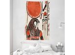 Abakuhaus Arazzo Egiziano E Copriletto, Lingua Antica In Morbido Tessuto Microfibra Lavabile Senza Scolorimento Stampa Digitale, 140 X 230 Cm, Crema Rosso