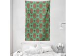 Abakuhaus Arazzo Geometrico E Copriletto, Mandala In Morbido Tessuto Microfibra Lavabile Senza Scolorimento, Stampa Digitale, 140 X 230 Cm, Verde Giallo Rosso