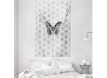 Abakuhaus Tappeto Da Parete E Copriletto Grigio Bianco, Farfalla Geometrica In Morbido Tessuto Microfibra Lavabile Senza Scolorimento, Stampa Digitale, 140 X 230 Cm, Bianco E Grigio