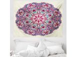 Abakuhaus Arazzo Mandala, Fiori Boho In Morbido Tessuto Microfibra Lavabile Senza Scolorimento, Stampa Digitale, 150 X 110 Cm, Multicolore